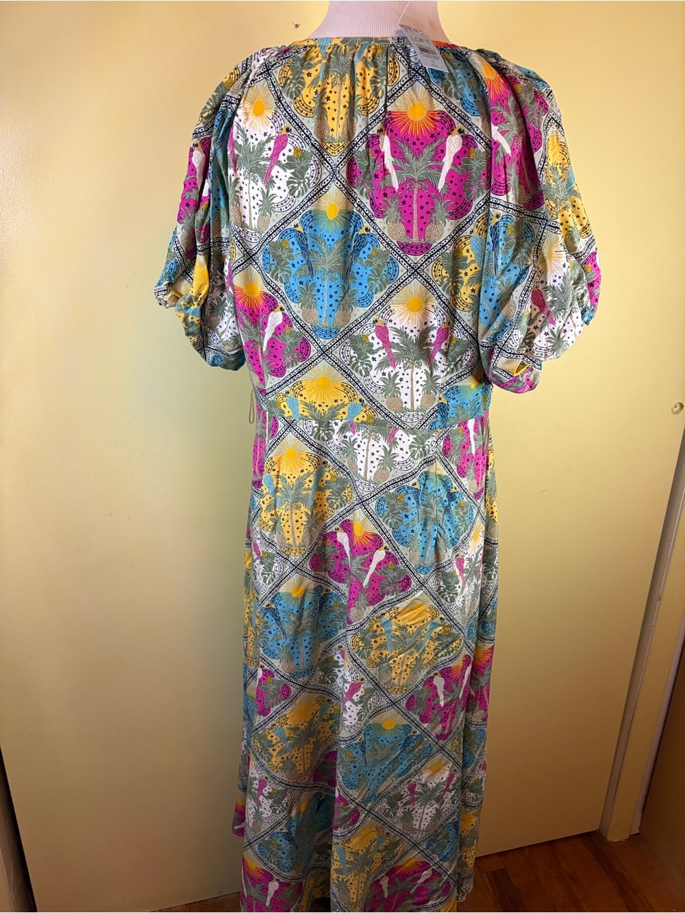 LOFT Raffia Palm Print Midi Dress NO BELT. - Picture 3 of 15